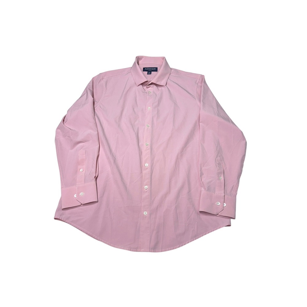 Mizzen+Main Leeward Trim Fit Dress Shirt Mens Large Pink Performance 1WS-0651